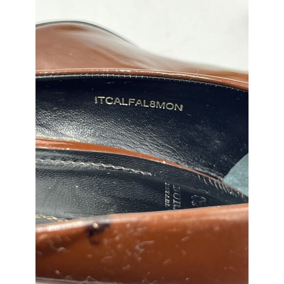 Burberry Brown Patent Leather Ruffle Detail Embellishment Cone Heels Sz 8-8.5/39 - Picture 14 of 15